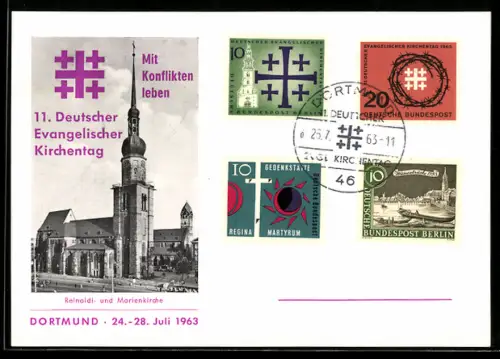 AK Dortmund, 11. Deutscher Evangelischer Kirchentag 1963, Reinoldi- und Marienkirche