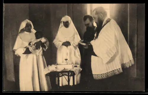 AK Taufe eines Waisenkindes im Belgischen Congo