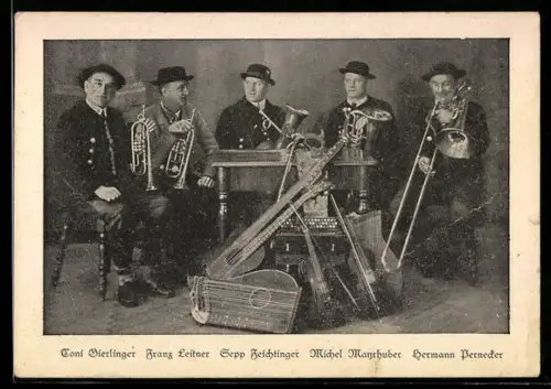 AK Musiker Toni Bierlinger, Franz Leitner, Sepp Feichtinger, Michel Manrhuber und Hermann Pernecker