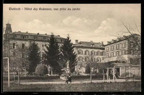 AK Diekirch, Hôtel des Ardennes, vue prise du jardin