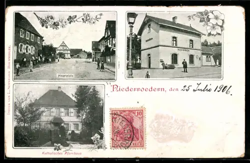 AK Niederroedern, Partie am Hauptplatz, Katholisches Pfarrhaus