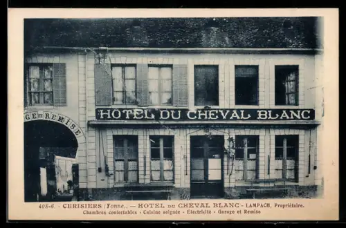 AK Cerisiers /Yonne, Hotel du Cheval Blanc, Prop. Lampach