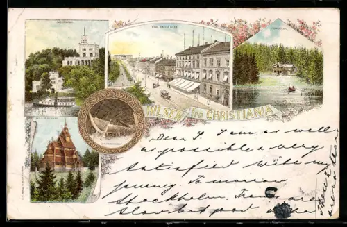 Lithographie Christiania, Carl Johans Gade, Gols Stavkirke