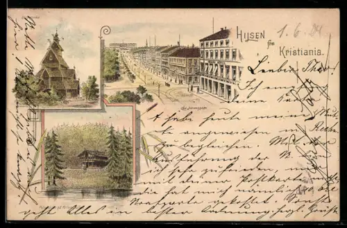 Lithographie Kristiania, Carl Johansgade, Golskirke