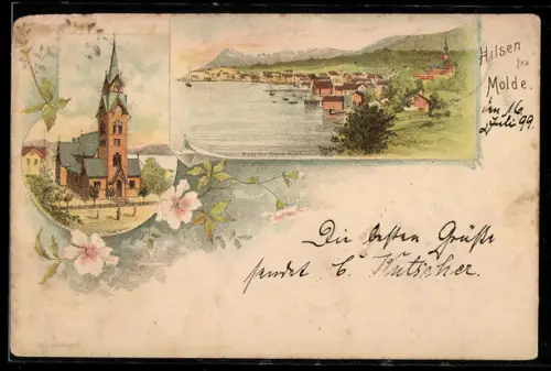 Lithographie Molde, Panorama, Molde Kirke