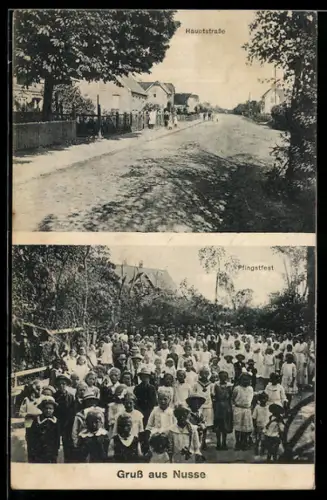 AK Nusse, Pfingstfest, Hauptstrasse im Ort
