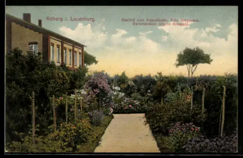 AK Koberg i. Lauenburg, Gasthof zum Koppelkaten, Gartenansicht
