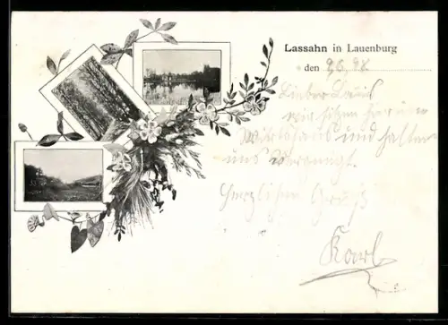 AK Lassahn in Lauenburg, Teich, Partie im Wald