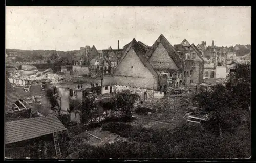 AK Donaueschingen, Ortsansicht nach dem Grossfeuer 1908