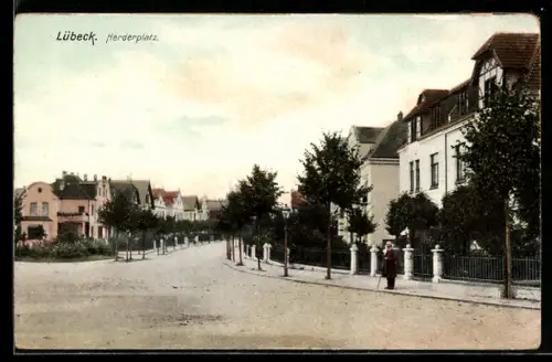 AK Lübeck, Blick über den Herderplatz