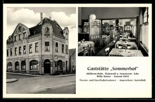 AK Mülheim-Ruhr, Gaststätte Sommerhof, Dickswall und Sommerstrasse