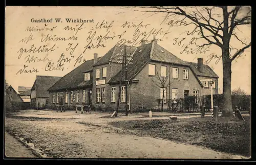AK Steinhorst i. Lbg., Gasthof W. Wickhorst mit Strasse