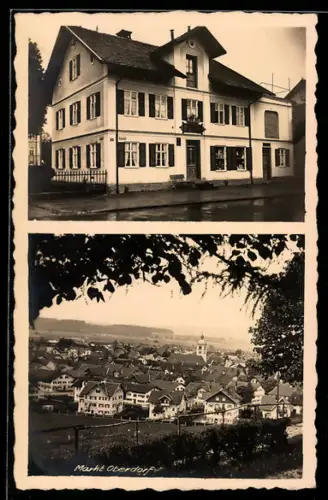 AK Markt Oberdorf, Gasthof, Ortsansicht mit Kirche