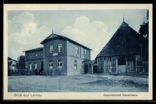 AK Lankau, Strassenpartie am Gasthaus Pantelmann