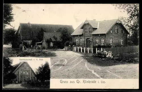 AK Gr. Klinkrade i. Lbg., Gasthof von G. Pein, Ortspartie