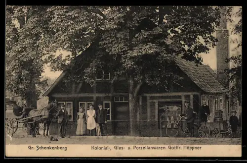 AK Gross Schenkenberg, Kolonial-, Glas- und Porzellanwaren Gottfr. Höppner