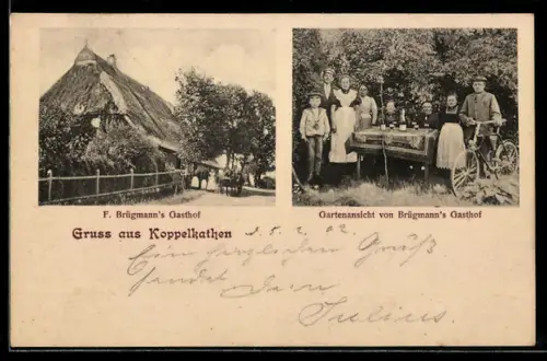 AK Koppelkathen, F. Brügmann`s Gasthof, Gartenansicht