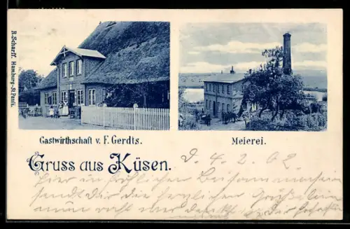 AK Küsen, Gasthaus v. F. Gerdts, Meierei