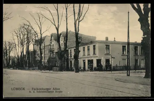 AK Lübeck, Fackenburger Allee b. d. Schönböckener Strasse