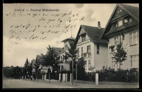 AK Lübeck, Partie in der Friedrich Wilhelmstrasse