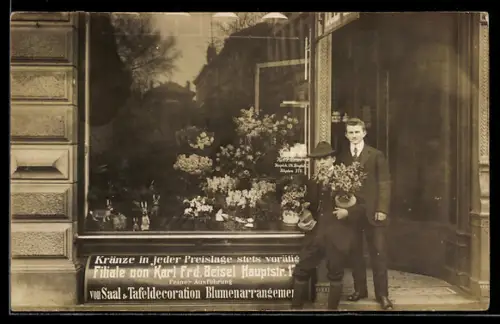 Foto-AK Heidelberg /Neckar, Geschäft für Blumendekoration und Kränze, Karl Frd. Beidel, Hauptstrasse 15