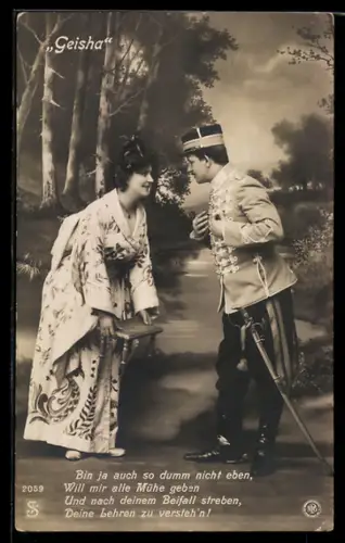 AK Geisha: Bin ja auch so dumm nicht eben..., Soldat mit Geisha, Operette