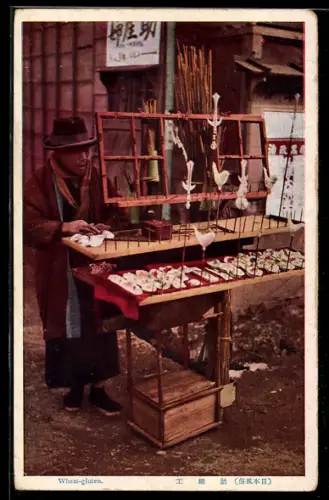 AK China, asiatischer Händler an seinem Stand