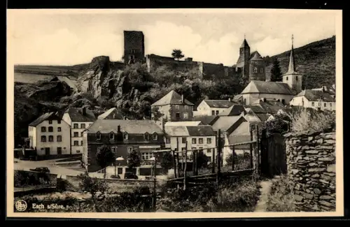 AK Esch, Ortsansicht mit Hotel des Ardennes