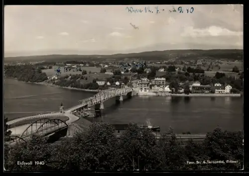 AK Eidsvoll, Ortsansicht im Jahre 1940