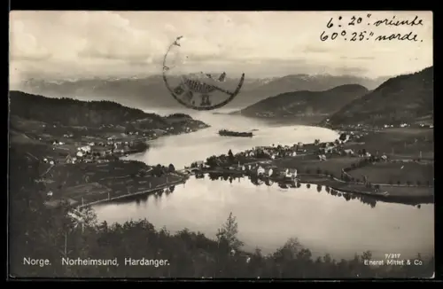 AK Norheimsund /Hardanger, Ortsansicht vom Berghang aus