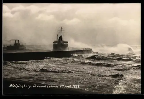 AK Helsingborg, Öresund i storm 1922