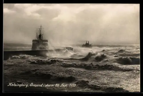 AK Helsingborg, Öresund i storm 1922