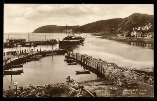 AK Mölle, Panorama mit Dampfer