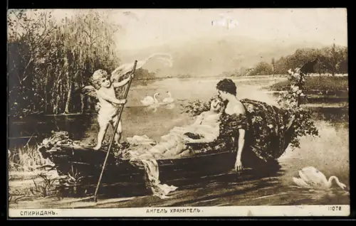 Künstler-AK sign. Spiridan: Der Schutzengel