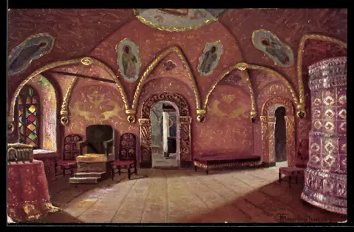 Künstler-AK Konstantinoff, Der Thronsaal des Zaren Alexis Mikhailowitsch