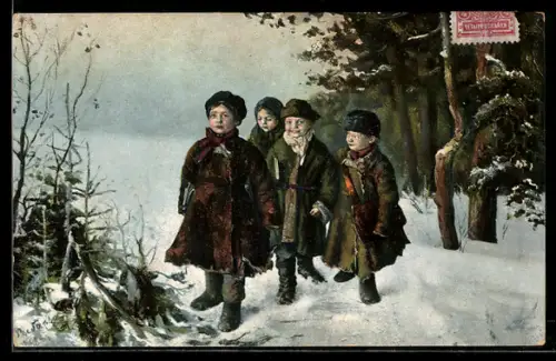 Künstler-AK sign. Th. Robakoff: Retour de l`école