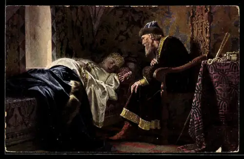 Künstler-AK sign. G. Sédoff: Le Tzar Iean le Terrible admirant Vasilissa Melentieva