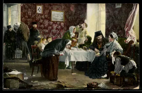 Künstler-AK sign. A. I. Korzoukine: Dans l`hôtellerie d`un monastère