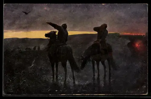 Künstler-AK sign. St. Tcherbakov: Nuit de la bataille de Koulikov