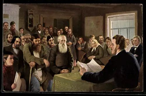 Künstler-AK sign. Bogdanov-Bielsky: Lecon instructive du dimanche