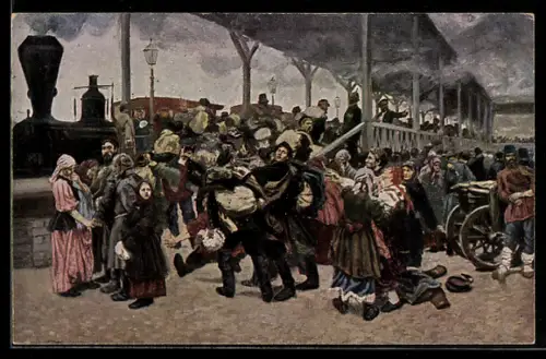 Künstler-AK sign. Savitzky: Abreise zur Front