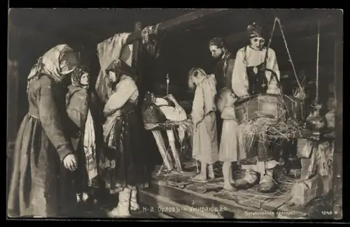 Künstler-AK sign. N. V. Orlov: Die Sterbende