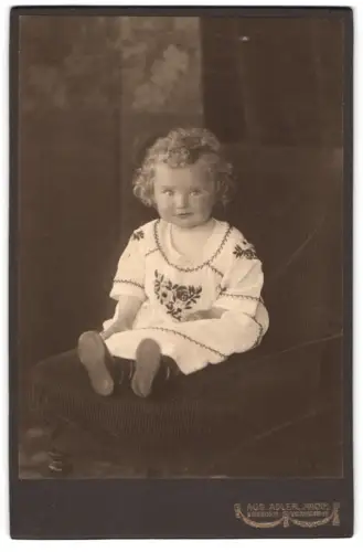 Fotografie Aug. Adler, Dresden, Victoriastr. 22, Porträt eines sitzenden Kleinkindes