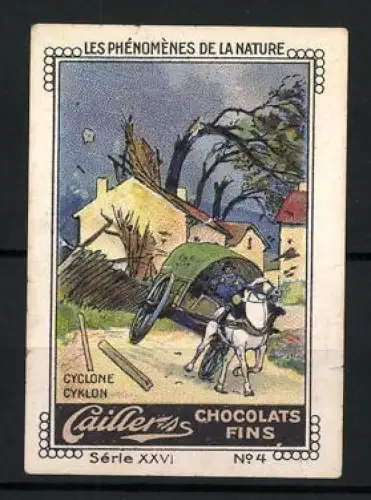 Reklamemarke Chocolats Fins Cailler, Les Phénomènes de la Nature, Zyklon mit Pferdekarren