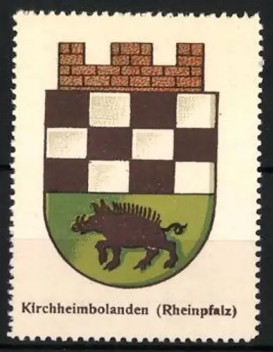 Reklamemarke Kirchheimbolanden, Rheinpfalz, Wappen mit Eber