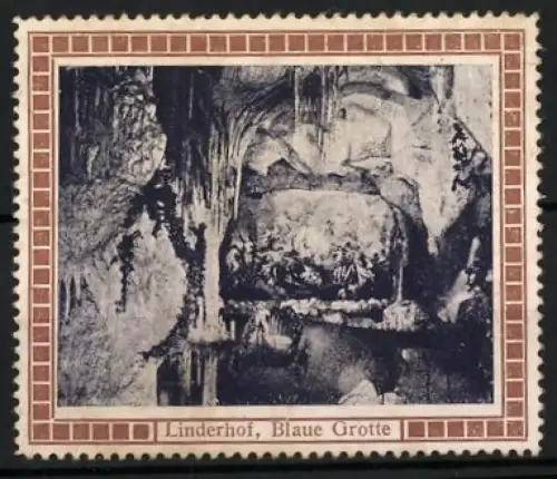 Reklamemarke Linderhof, Blaue Grotte, Höhlenmotiv