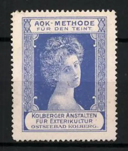 Reklamemarke Kolberg, AOK-Methode für den Teint, Frauendarstellung