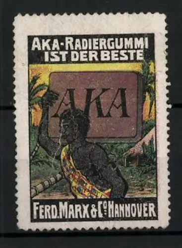 Reklamemarke Hannover, AKA-Radiergummi ist der Beste, Afrikaner schultert riesen Radiergummi