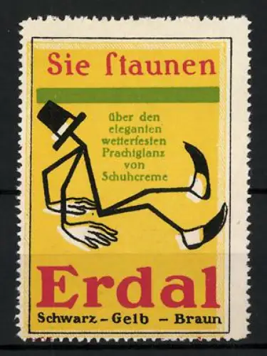 Reklamemarke Erdal, Sie staunen über Schuhcreme, Strichfigur mit Hut