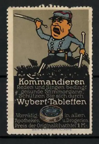 Reklamemarke Leipzig, Wybert-Tabletten, Soldat mit Schwert